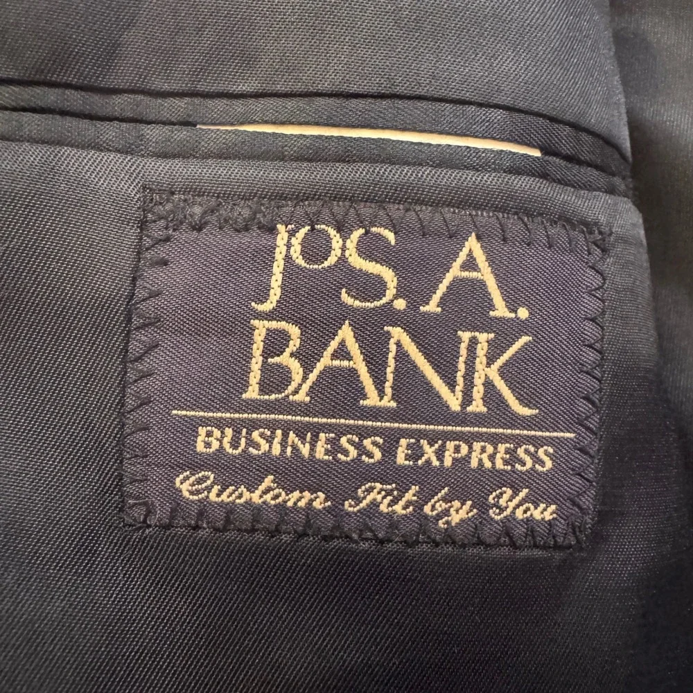 Jos A Bank Business Express Navy Blue 100% Wool 2-Buttn Blazer Sport Coat Sz 40S